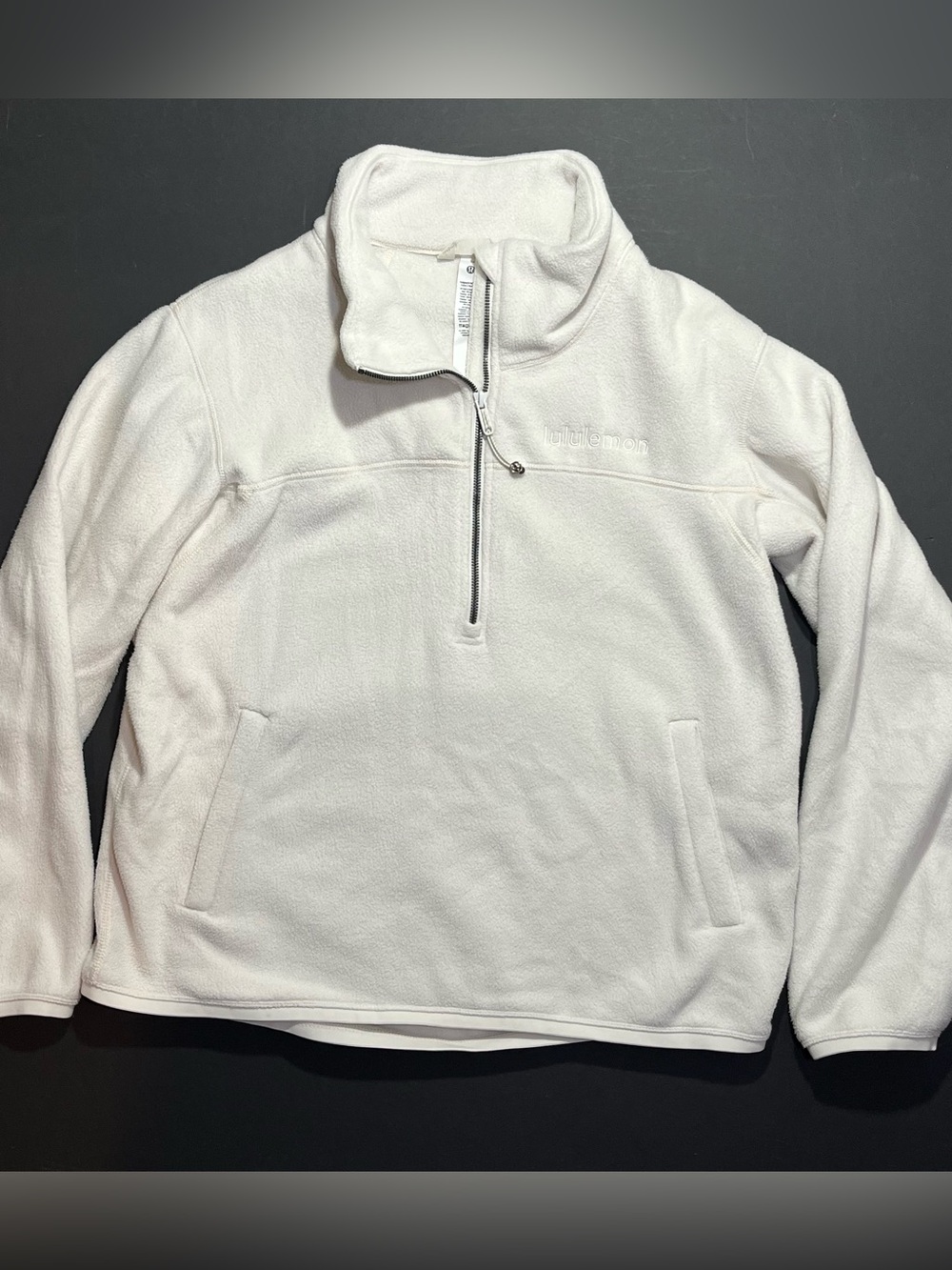 Women’s Lululemon 1/2 Zip Fleece Pullover Sweater, Size 10, Cream/White